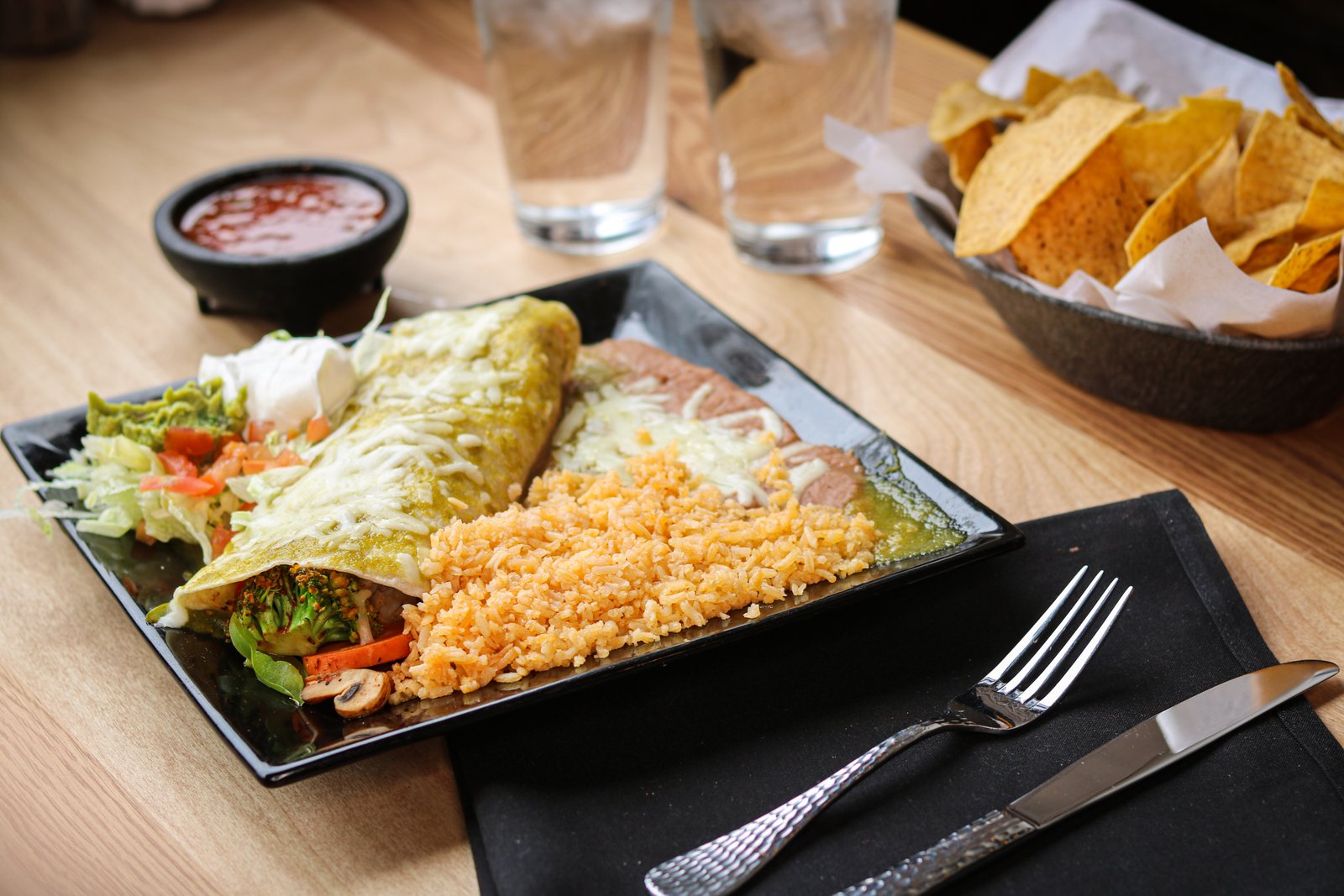 Vegetarian burrito at Tequila Fuego Longview WA